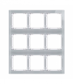 DECO Ramka modułowa 9 krotna (3 poziom, 3 pion) - efekt szkła (ramka szara, spód biała) Karlik 15-0-DRSM-3x3
