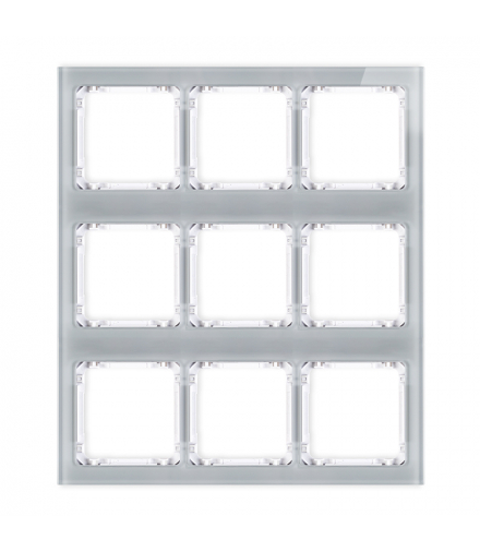 DECO Ramka modułowa 9 krotna (3 poziom, 3 pion) - efekt szkła (ramka szara, spód biała) Karlik 15-0-DRSM-3x3