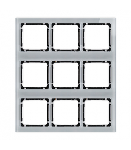 DECO Ramka modułowa 9 krotna (3 poziom, 3 pion) - efekt szkła (ramka szara, spód czarny) Karlik 15-12-DRSM-3x3