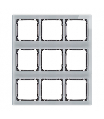DECO Ramka modułowa 9 krotna (3 poziom, 3 pion) - efekt szkła (ramka szara, spód grafitowy) Karlik 15-11-DRSM-3x3