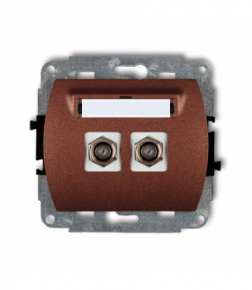 TREND Mechanizm gniazda antenowego podwójnego typu F (SAT) pozłacany Karlik 9GF-2.1