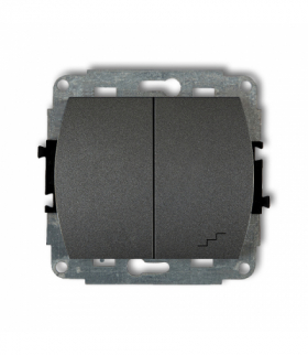 TREND Mechanizm łącznika jednobiegunowego ze schodowym podświetlanego (wspólne zasilanie) Grafitowy Karlik 11WP-10L.1