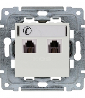 Gniazdo telefoniczne podwójne, z etykietą, bez ramki Seria DANTE, BIAŁY 450464