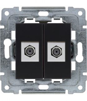 Gniazdo TV SAT podwójne typu F Seria DANTE, CZARNY 450958