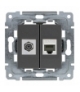 Gniazdo TV typu F + RJ45 kat. 5e Seria DANTE, GRAFIT 456070