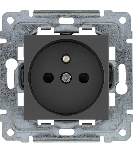 Gniazdo poj. z uziemieniem, z przesłoną torów prądowych, bez ramki, Seria DANTE, GRAFIT 456034