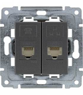 Gniazdo telefoniczno-komputerowe, bez ramki Seria DANTE, GRAFIT 456069