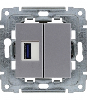 Gniazdo multimedialne USB, bez ramki Seria DANTE, INOX 454151