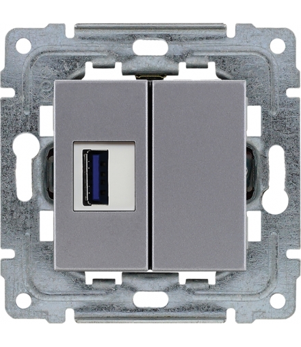 Gniazdo multimedialne USB, bez ramki Seria DANTE, INOX 454151