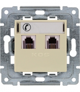 Gniazdo telefoniczne podwójne, z etykietą, bez ramki Seria DANTE, KREM 450364