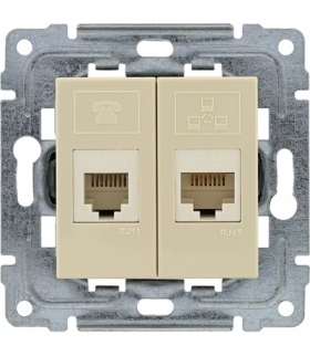 Gniazdo telefoniczno-komputerowe, bez ramki Seria DANTE, KREM 450369