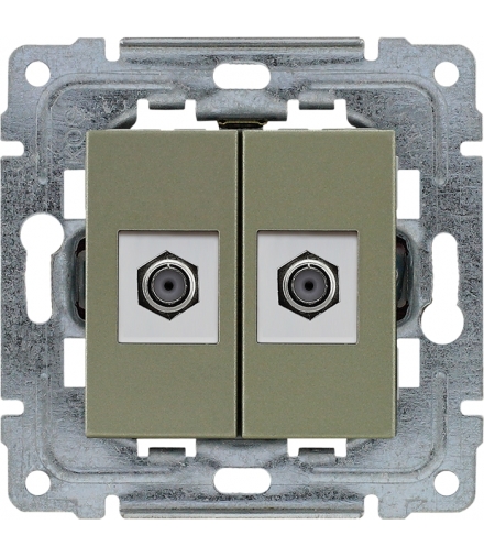 Gniazdo TV SAT podwójne typu F Seria DANTE, SATYNA 455058