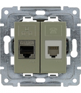Gniazdo telefoniczno-komputerowe, bez ramki Seria DANTE, SATYNA 455069