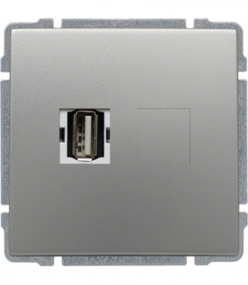 Gniazdo multimedialne USB, bez ramki Seria KOS 66, ALUMINIUM 664051