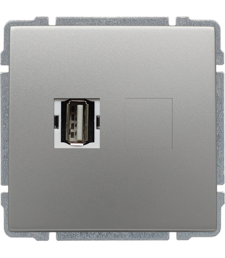 Gniazdo multimedialne USB, bez ramki Seria KOS 66, ALUMINIUM 664051