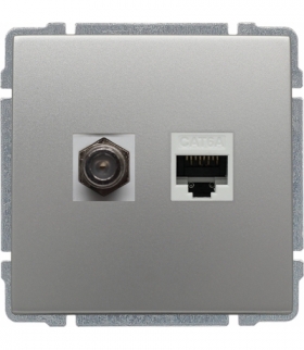 Gniazdo TV typu F + RJ45 kat. 5e Seria KOS 66, ALUMINIUM 664070