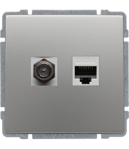 Gniazdo TV typu F + RJ45 kat. 5e Seria KOS 66, ALUMINIUM 664070