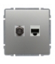 Gniazdo TV typu F + RJ45 kat. 5e Seria KOS 66, ALUMINIUM 664070