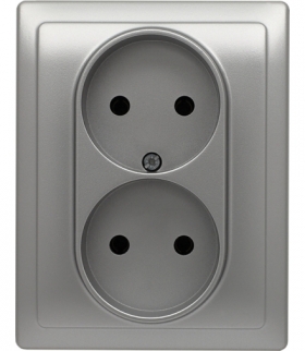 Gniazdo podwójne kompletne Seria KOS 66, ALUMINIUM 664035