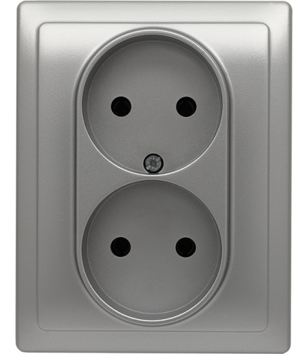 Gniazdo podwójne kompletne Seria KOS 66, ALUMINIUM 664035