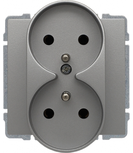 Gniazdo podwójne z uziemieniem, bez ramki Seria KOS 66, ALUMINIUM 664049