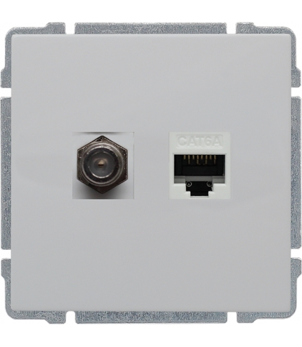 Gniazdo TV typu F + RJ45 kat. 5e Seria KOS 66, BIAŁY 660470