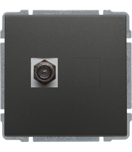 Gniazdo TV SAT pojedyncze typu F, bez ramki Seria KOS 66, GRAFIT 666054