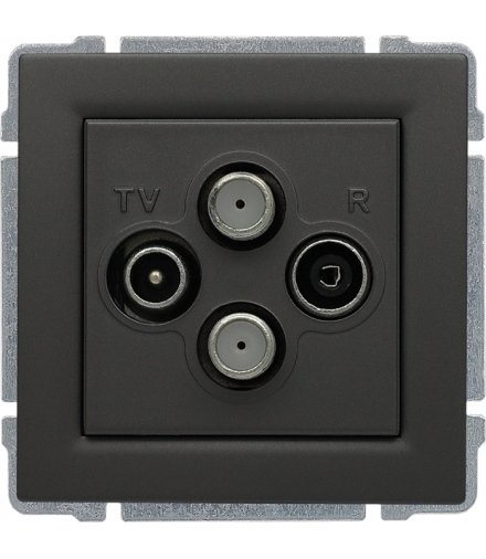 Gniazdo antenowe TV SAT podwójne, bez ramki, Seria KOS 66, GRAFIT 666078