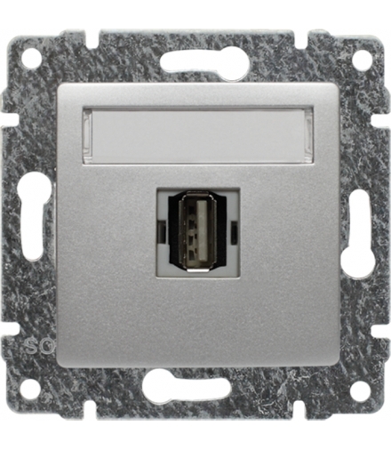 Gniazdo multimedialne USB, bez ramki Seria VENA, ALUMINIUM 514051