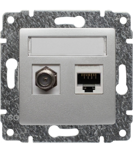 Gniazdo TV typu F + RJ45 kat. 5e Seria VENA, ALUMINIUM 514070