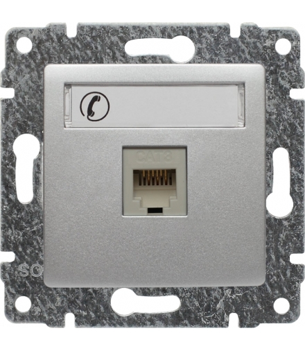 Gniazdo telefoniczne pojedyncze, z etykietą, bez ramki Seria VENA, ALUMINIUM 514063