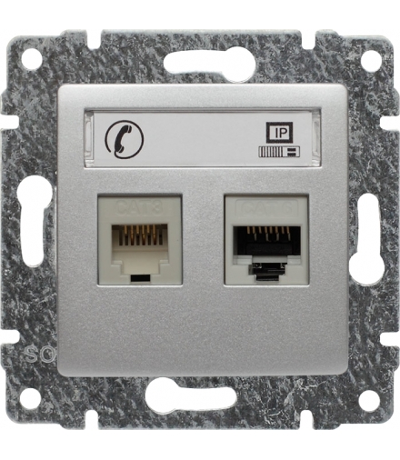 Gniazdo telefoniczno-komputerowe, bez ramki Seria VENA, ALUMINIUM 514069