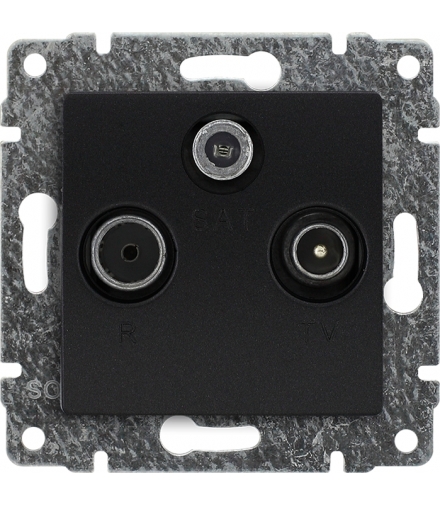 Gniazdo antenowe RTV SAT przelotowe, bez ramki, Seria VENA, ANTRACYT 516177