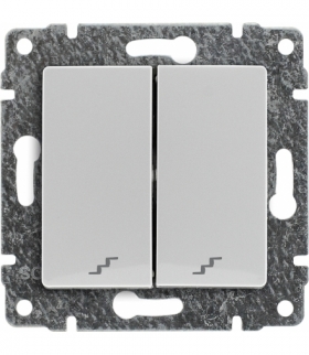 Łącznik podwójny schodowy z klawiszem, bez ramki, Seria VENA, BIAŁY 510419