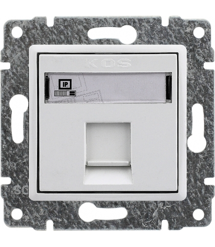 Gniazdo komputerowe poj. RJ45 (wkład MOLEX), bez ramki, Seria VENA, BIAŁY ANTYBAKTERYJNA POWŁOKA 590465