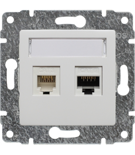 Gniazdo telefoniczno-komputerowe, bez ramki Seria VENA, BIAŁY ANTYBAKTERYJNA POWŁOKA 590469