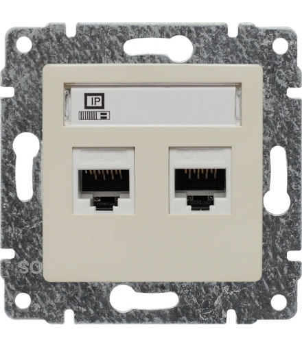 Gniazdo komputerowe podwójne 2xRJ45, bez ramki, Seria VENA, KREM 510367