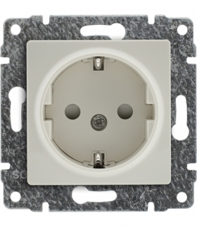 Gniazdo poj. Schuko z przesłoną torów prądowych, bez ramki, Seria VENA, KREM 510341