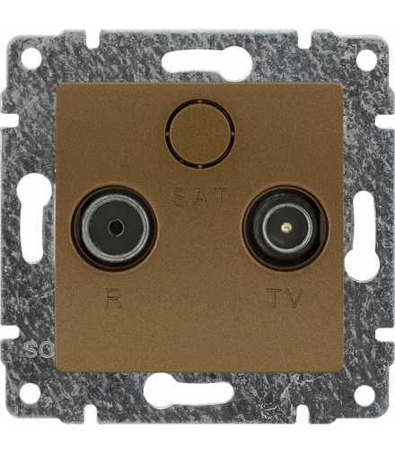 Gniazdo antenowe RTV przelotowe, bez ramki, Seria VENA, PATYNA 513074