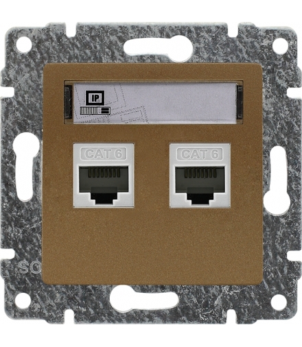 Gniazdo komputerowe podwójne 2xRJ45, bez ramki, Seria VENA, PATYNA 513067