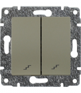 Łącznik podwójny schodowy z klawiszem, bez ramki, Seria VENA, SATYNA 515019