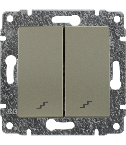 Łącznik podwójny schodowy z klawiszem, bez ramki, Seria VENA, SATYNA 515019