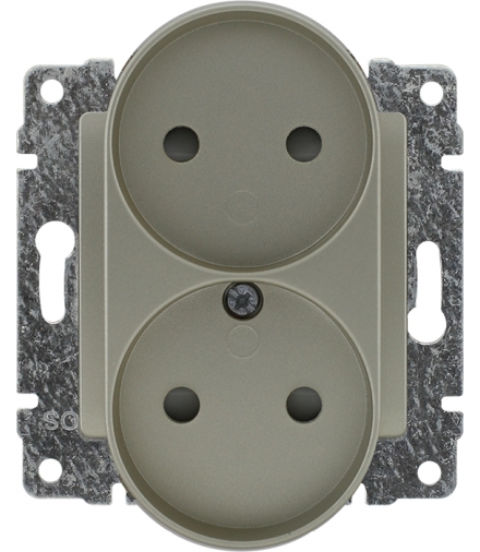 Gniazdo podwójne z przesłoną torów prądowych, bez ramki Seria VENA, SATYNA 515046