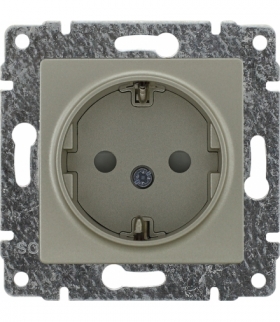 Gniazdo poj. Schuko z przesłoną torów prądowych, bez ramki, Seria VENA, SATYNA 515041