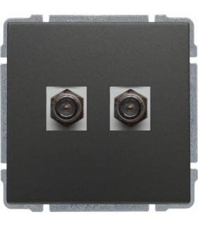 Gniazdo TV SAT podwójne typu F, bez ramki Seria KOS 66, GRAFIT 666058