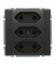 Gniazdo potrójne na płaskie wtyczki, bez uziemienia, bez ramki Seria KOS 66, GRAFIT 666030