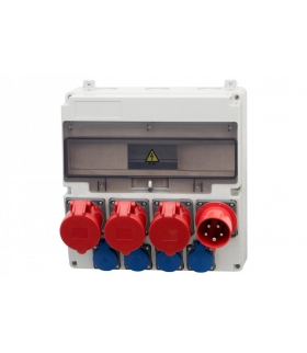 Rozdzielnica LAGO Gniazda 3x16A 5p, 4x230V, Wtyczka odbiornikowa 32A 5p 17 modułów F3.0764