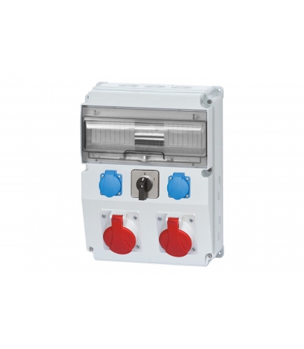 Rozdzielnia CAJA 16A 5p, 32A 5p, 2x230V, 0/1 12 modułów F3.0458