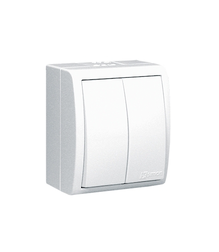 Łącznik schodowy podwójny z podświetleniem bryzgoszczelny biały 10AX AQW6/2L/X/11