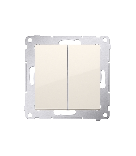 Łącznik schodowy podwójny z podświetleniem LED bez piktogramu (moduł) 10AX 250V, zaciski śrubowe, kremowy DW6/2L.01/X/41